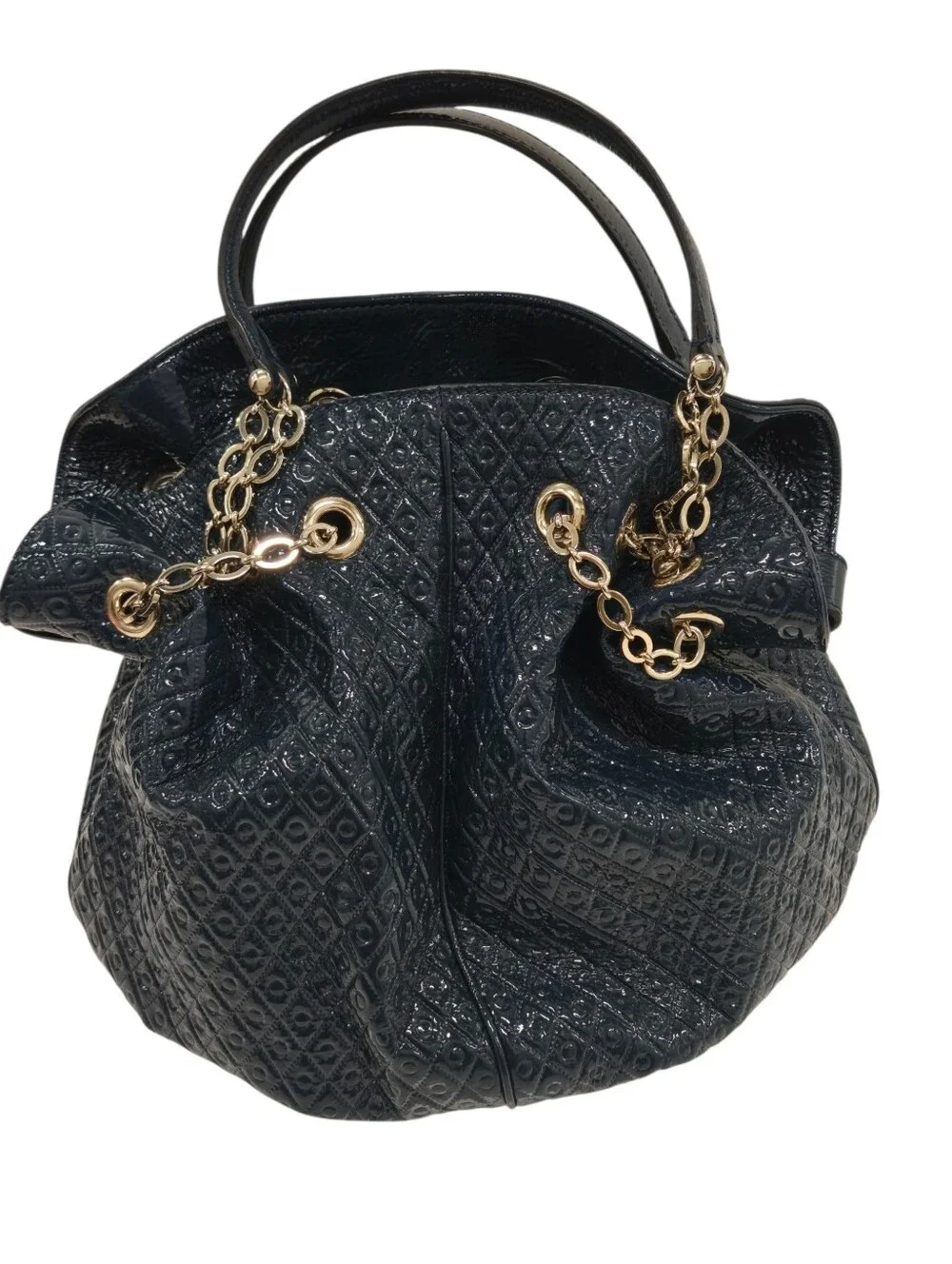 TOD'S  Quilted‎ Patent Leather Chain Tote shoulder bag